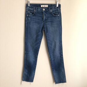 AMO Jeans Womens 25 Stix Crop in PACIFIC Mid Rise Crop Skinny Distressed‎